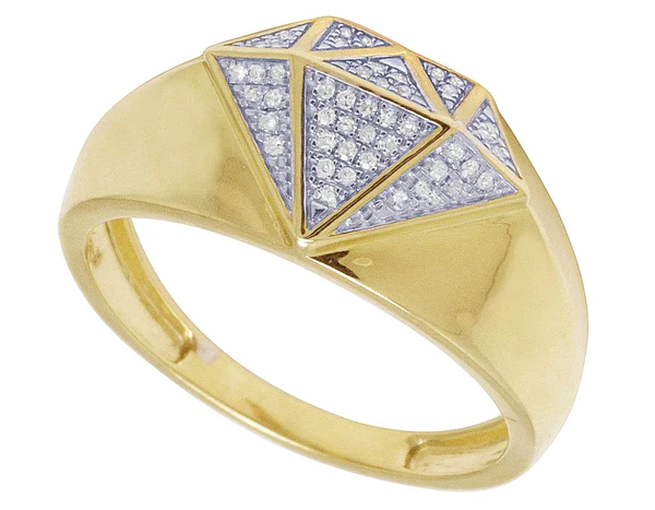 925 Sterling Silver Moissanite Diamond Men Ring, Fully Iced Gold Plated Men Pinky Ring, Round Moissanite Diamond Hip Hop Ring For Him