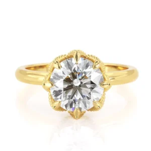 Round Moissanite Solitaire Diamond Engagement Ring, Sterling Silver Moissanite Diamond Wedding Ring For Bridal, 10K/14K Gold Anniversary Diamond Ring For Gift