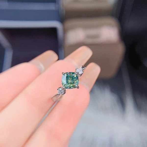 2_93d8024f-b8ea-4439-a561-61c37befac29_600x600 Dainty & Gorgeous Green Cushion Moissanite Ring 2ct D Color VVS Women Ring, Sterling Silver Anniversary gift Ring For Her, Women's Ring For Wedding
