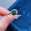 Round Green Moissanite Diamond Ring, Engagement Ring Women, Wedding Bridal Promise Ring for Women, Anniversary Birthstone Gift for Her