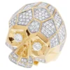 925 Sterling Silver Moissanite Diamond SKULL Men Ring, Fully Iced Gold Plated Men Pinky Ring, Round Moissanite Diamond Hip Hop Ring For Him