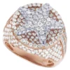 925 Sterling Silver Moissanite Diamond STAR Men Ring, Fully Iced Gold Plated Men Pinky Ring, Round Moissanite Diamond Hip Hop Ring For Him