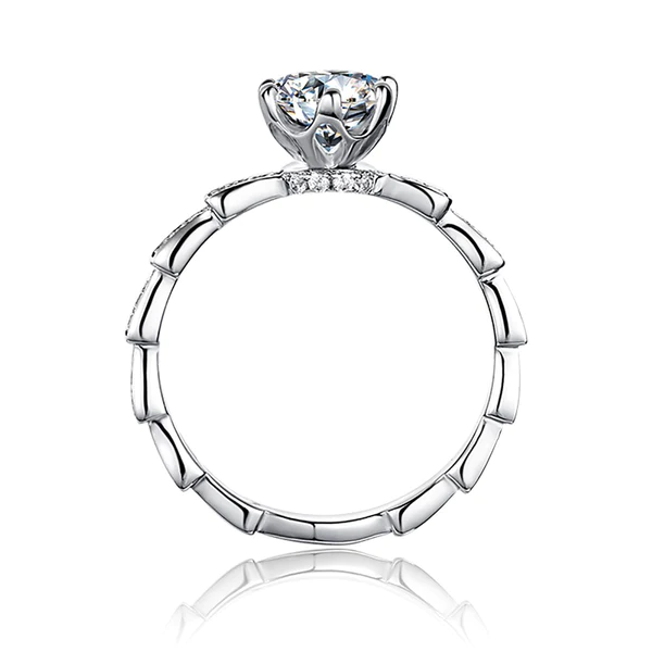 Round Moissanite Solitaire Diamond Engagement Ring, Sterling Silver Moissanite Diamond Wedding Ring For Bridal, 10K/14K Gold Anniversary Diamond Ring For Gift