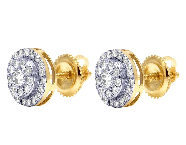 Round VVS Diamond Sterling Silver Stud Halo Diamond Earring, 10K/14K Gold Hip Hp Jewelry For Women, Anniversary Gift For Her