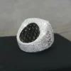 925 Sterling Silver Round Moissanite Diamond Champion Men Ring, Fully Iced Gold Plated Men Pinky Ring, Round Moissanite Diamond Hip Hop Ring For Him