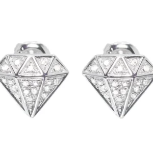 Round VVS Diamond Sterling Silver Stud Diamond Earring, 10K/14K Gold Hip Hop Jewelry For Women, Anniversary Gift For Her