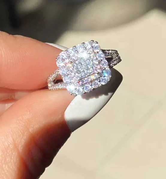 Round Moissanite Solitaire Diamond Engagement Ring, Sterling Silver Moissanite Diamond Wedding Ring For Bridal, 10K/14K Gold Anniversary Diamond Ring For Gift