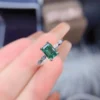 Dainty & Gorgeous Rectangle Emerald Cut Green Moissanite Ring 2ct D Color VVS , Sterling Silver Ring, Women's Ring Promise ring