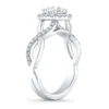 Round Moissanite Halo Diamond Twisted Engagement Ring, Sterling Silver Moissanite Diamond Wedding Ring For Bridal, 10K/14K Gold Anniversary Diamond Ring For Gift
