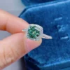 Green Moissanite Diamond Ring, Engagement Ring, Anniversary Ring for Women, Moissanite Diamond Jewelry,Personalized Ring, Gift for Her