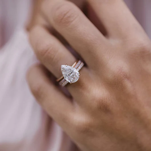 Pear Moissanite Solitaire Diamond Engagement Ring, Sterling Silver Moissanite Diamond Wedding Ring For Bridal, 10K/14K Gold Anniversary Diamond Ring For Gift