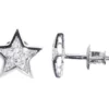 Round VVS Diamond Sterling Silver Stud STAR Diamond Earring, 10K/14K Gold Hip Hp Jewelry For Women, Anniversary Gift For Her