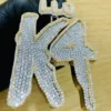 White Gold Finish Custom Number VVS Diamond Hip Hop Charm Pendant, Sterling Silver Iced Out VVS Diamond Pendant, Charm Diamond Hip Hop Pendant