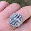 Baguette & Round Moissanite Diamond Customized Diamond Ring, Sterling Silver Champion Men Ring For Birthday Gift, Gold Plated Diamond Ring