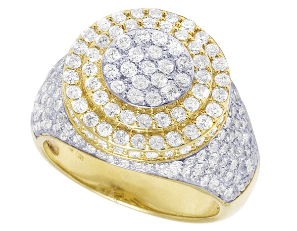 925 Sterling Silver Moissanite Diamond Men Ring, Fully Iced Gold Plated Men Pinky Ring, Round Moissanite Diamond Hip Hop Ring For Him