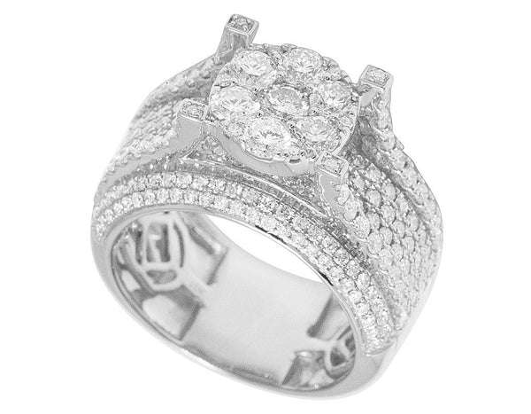 925 Sterling Silver Moissanite Diamond Men Ring, Fully Iced Gold Plated Men Pinky Ring, Round Moissanite Diamond Hip Hop Ring For Him