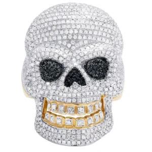 2_de1d244a-92bc-44c7-b38f-f222aa7aa050_600x600 925 Sterling Silver Moissanite Diamond SKULL Men Ring, Fully Iced Gold Plated Men Pinky Ring, Round Moissanite Diamond Hip Hop Ring For Him