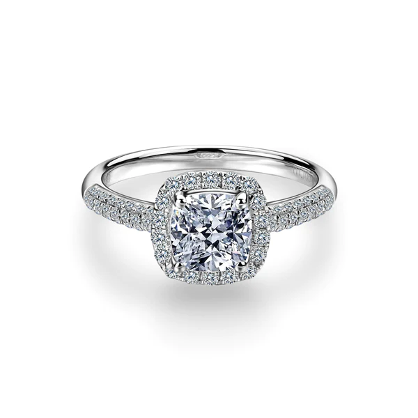 Cushion Moissanite Halo Diamond Engagement Ring, Sterling Silver Moissanite Diamond Wedding Ring For Bridal, 10K/14K Gold Anniversary Diamond Ring For Gift