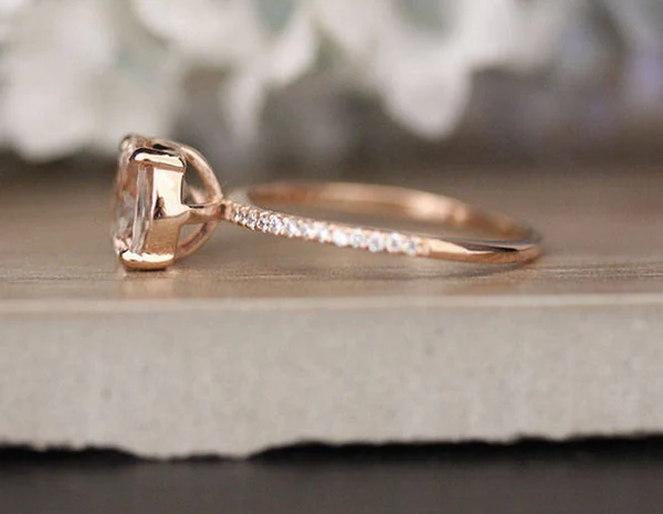 2_e1833af9-c588-40cb-8272-526cdf6ef7fc_600x600 8mm Round Peach Pink Morganite Engagement Ring, Promise Ring, Half Eternity Diamond Band Ring, Morganite Solitaire Ring, 10k Rose Gold Ring