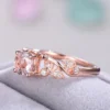 2_e98c8e44-385b-433f-b014-6c72bc2ee092_600x600 Peach Pink Morganite Engagement Ring 14k Rose Gold Sterling Silver Pink Diamond Antique Wedding Ring Unique Milgrain Anniversary Gift Vintage