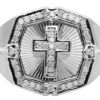 925 Sterling Silver Moissanite Diamond CROSS Men Ring, Fully Iced Gold Plated Men Pinky Ring, Round Moissanite Diamond Hip Hop Ring For Him