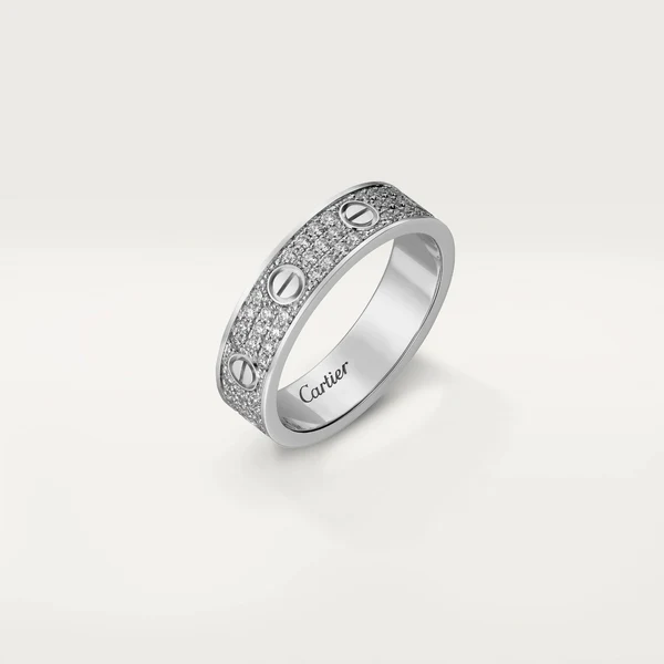 925 Sterling Silver Round Moissanite Diamond LOVE Unisex Ring, Fully Iced Gold Plated Men LOVE Pinky Ring, Round Moissanite Diamond Hip Hop Ring For Him