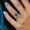 Dark Green Moissanite Diamond Ring 14K Two Ton Diamond Ring Fancy Colour Diamond Ring Vintage Wedding Ring Asscher Cut Diamond Ring