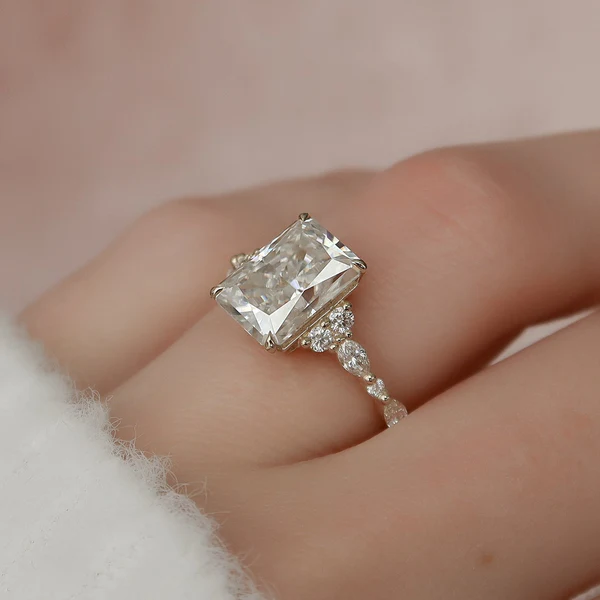 Radiant Moissanite Solitaire Diamond Engagement Ring, Sterling Silver Moissanite Diamond Wedding Ring For Bridal, 10K/14K Gold Anniversary Diamond Ring For Gift