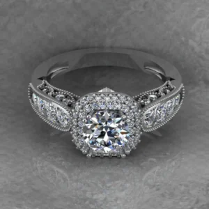 3 Round Cut Moissanite Double Halo Diamond Vintage Engagement Ring, Moissanite Wedding Ring, Silver Moissanite Diamond Women Ring, Proposal Gold Ring For Her