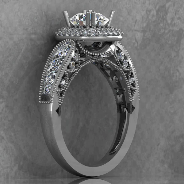 Round Cut Moissanite Double Halo Diamond Vintage Engagement Ring, Moissanite Wedding Ring, Silver Moissanite Diamond Women Ring, Proposal Gold Ring For Her