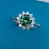 3_024bf476-774a-49cb-b115-7a1af6423ba8_600x600 Green Moissanite Ring, Sunflower Design, Brilliant Round Cut Moissanite Diamond Ring | 925 Sterling Silver