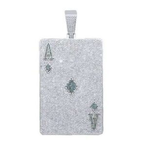 Round VVS Diamond Rummy Card Customized Pendant, Customized Letter Diamond Pendant, Full Iced Out Diamond Hip Hop Charm Pendant