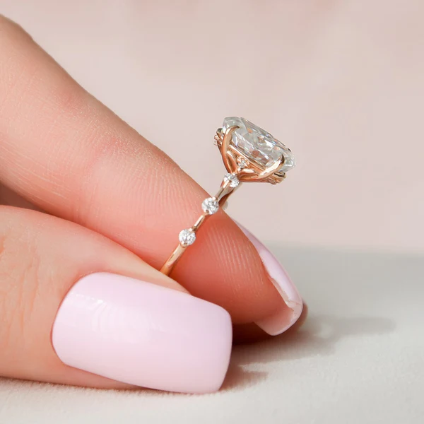 Oval Moissanite Solitaire Diamond Engagement Ring, Sterling Silver Moissanite Diamond Wedding Ring For Bridal, 10K/14K Gold Anniversary Diamond Ring For Gift