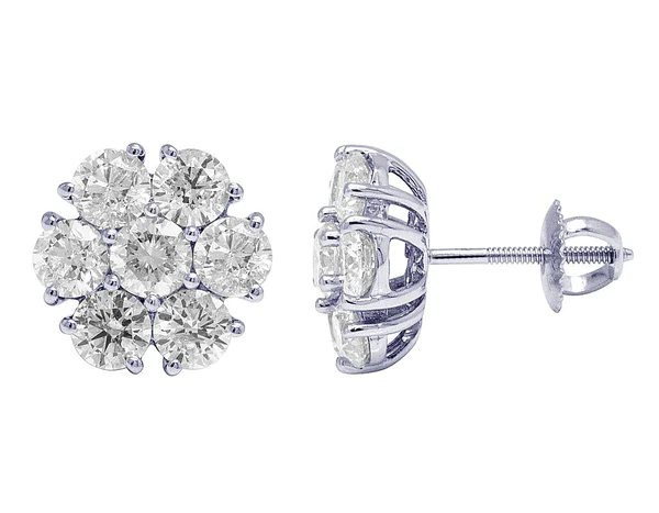 Round VVS Diamond Sterling Silver Stud Cluster Diamond Earring, 10K/14K Gold Hip Hp Jewelry For Women, Anniversary Gift For Her