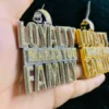 Gold Finish Loyalty Makes You Family Hip Hop Charm Pendant, Sterling Silver Iced Out VVS Diamond Pendant, Charm Diamond Hip Hop Pendant