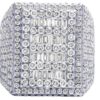 925 Sterling Silver Baguette Moissanite Diamond Men Ring, Fully Iced Gold Plated Men Pinky Ring, Round Moissanite Diamond Hip Hop Ring For Him