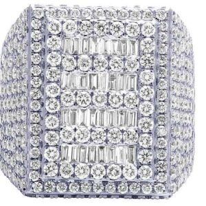 3_116a2851-30e5-4cbf-add1-ab691462a67d_600x600 925 Sterling Silver Baguette Moissanite Diamond Men Ring, Fully Iced Gold Plated Men Pinky Ring, Round Moissanite Diamond Hip Hop Ring For Him