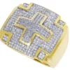 925 Sterling Silver Moissanite Diamond CROSS Men Ring, Fully Iced Gold Plated Men Pinky Ring, Round Moissanite Diamond Hip Hop Ring For Him