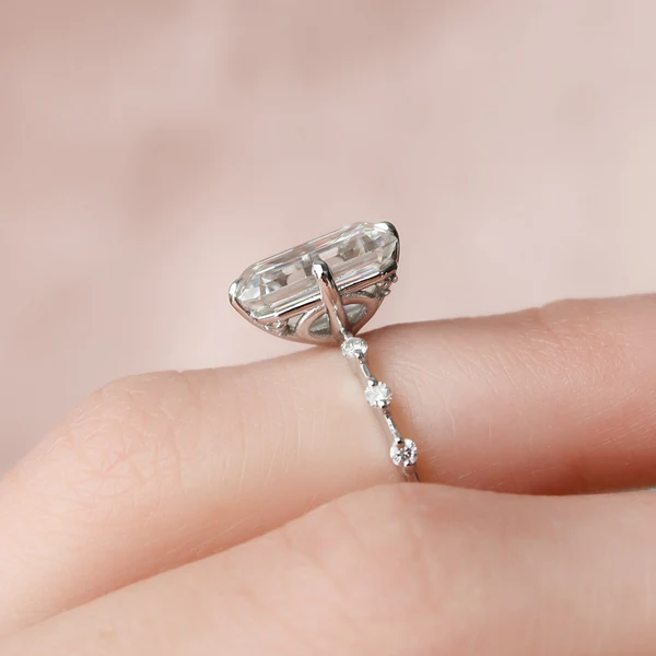 Emerald Moissanite Solitaire Diamond Engagement Ring, Sterling Silver Moissanite Diamond Wedding Ring For Bridal, 10K/14K Gold Anniversary Diamond Ring For Gift