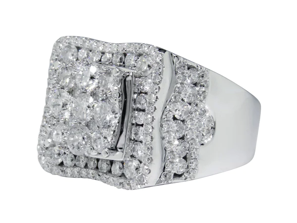 925 Sterling Silver Moissanite Diamond Men Ring, Fully Iced Gold Plated Men Pinky Ring, Round Moissanite Diamond Hip Hop Ring For Him