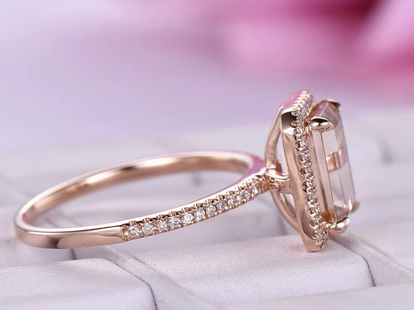 Morganite Diamond Ring, Sterling Silver Ring, Morganite Diamond Wedding Ring, Halo Diamond Ring, Victorian Diamond Jewelry, Engagement Diamond Rings, Sterling Silver, Cocktail Ring, Promise Ring Jewelry