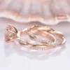 7mm Round Cut Morganite Engagement Ring Set Rose Gold Twist Diamond Wedding Band Full Eternity Natural Morganite Diamond Bridal Set