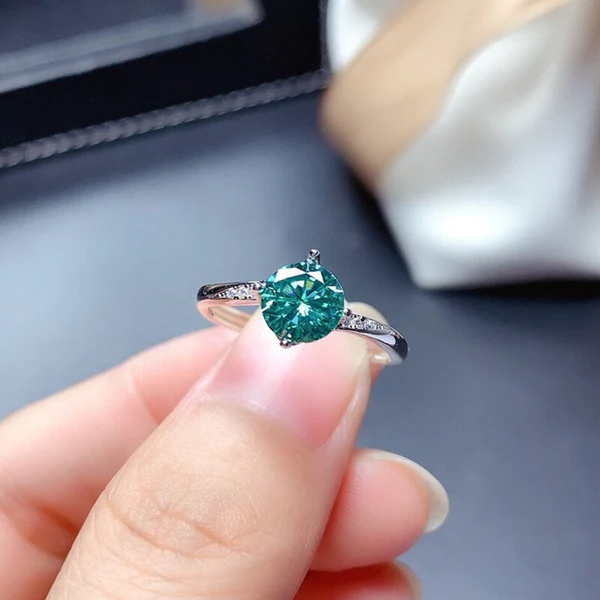 Green Moissanite Ring Real 925 Sterling Silver Fine Jewelry Moissanite Diamond Ring for Women Anniversary Gift For Her