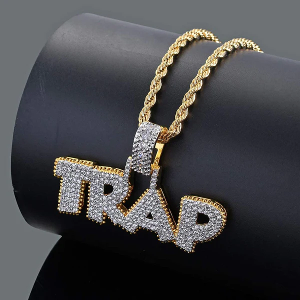 Customized TRAP Round VVS Diamond Hip Hop Pendant, Sterling Silver Iced Out Birthday Gift Pendant, Charm Diamond Hip Hop Pendant