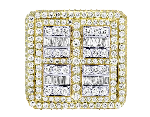 925 Sterling Silver Moissanite Diamond Men Ring, Fully Iced Gold Plated Men Pinky Ring, Round Moissanite Diamond Hip Hop Ring For Him