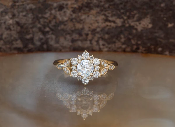 Round Moissanite Solitaire Diamond Engagement Ring, Sterling Silver Moissanite Diamond Wedding Ring For Bridal, 10K/14K Gold Anniversary Diamond Ring For Gift