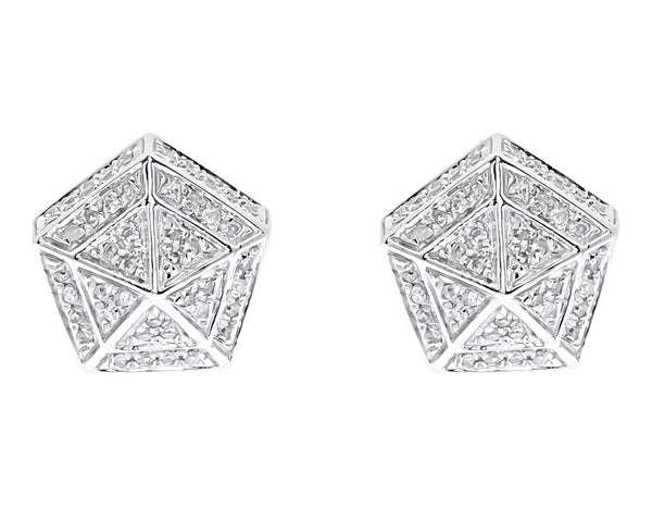 Round VVS Diamond Sterling Silver Stud Diamond Earring, 10K/14K Gold Hip Hop Jewelry For Women, Anniversary Gift For Her