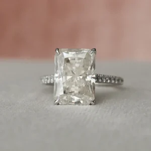 Radiant Moissanite Solitaire Diamond Engagement Ring, Sterling Silver Moissanite Diamond Wedding Ring For Bridal, 10K/14K Gold Anniversary Diamond Ring For Gift