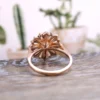 Moissanite Engagement Ring Round cut wedding ring art deco baguette cut ring solid rose gold ring anniversary ring