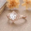 Round Moissanite Flower Floral Solitaire Diamond Engagement Ring, Moissanite Wedding Ring, Silver Moissanite Diamond Women Ring, Proposal Gold Ring For Her